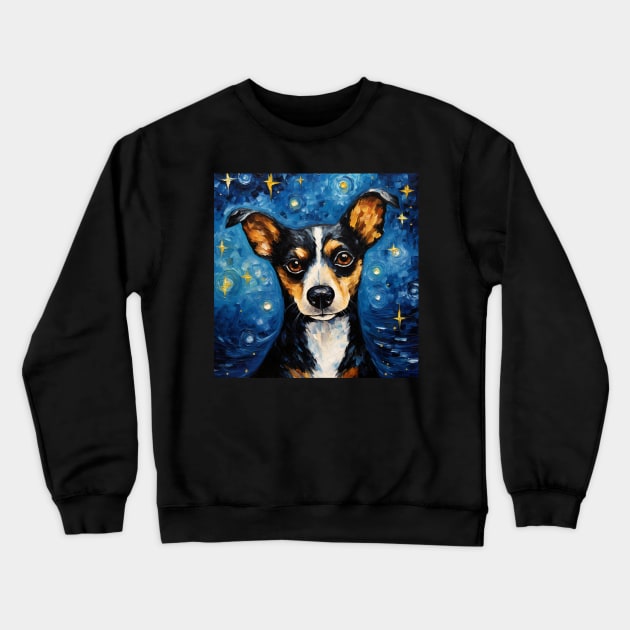 Rat Terrier Night Crewneck Sweatshirt by NatashaCuteShop